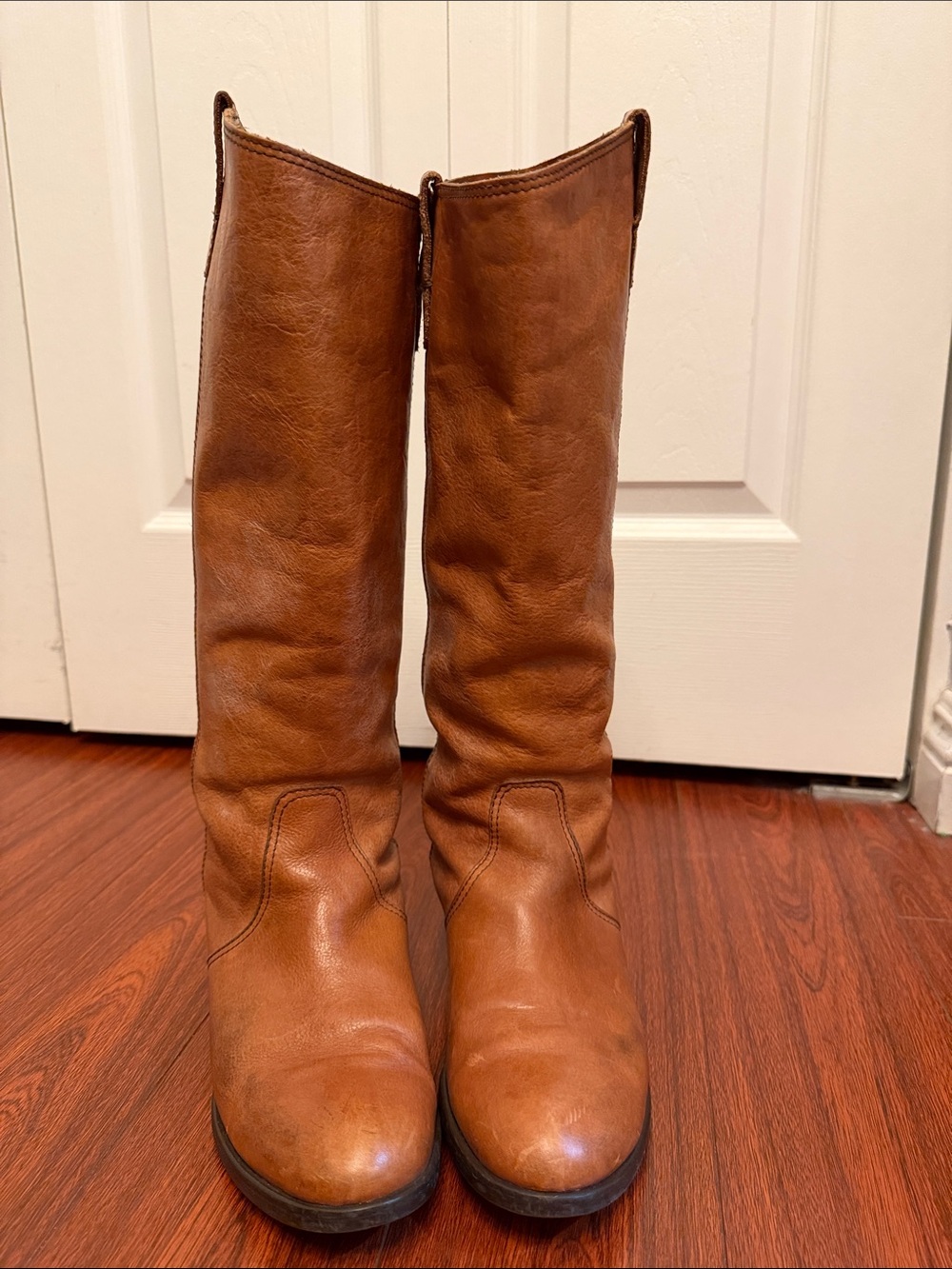 Madewell Tall Pull-On Leather Boots in Cognac